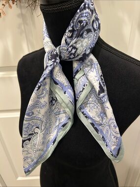 LOFT Silky Paisley Women’s Neck Scarf - Blue & Mint Green Multicolor
